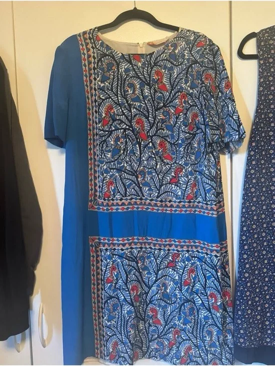 TORY BURCH Mallory Something Wild 100% Silk Printed Shift Dress - Picture 3 of 13